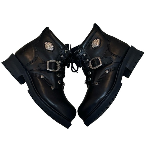 Harley-Davidson® Women Faded Glory Black Motorcycle Boot Steel Toe 7.5 - Picture 1 of 7